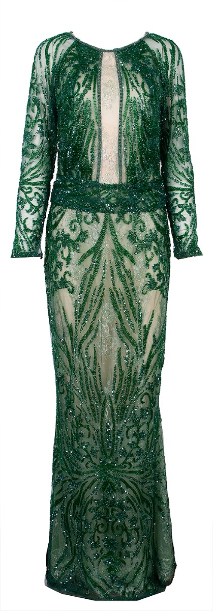 Emerald Green Bead Embellished Gown