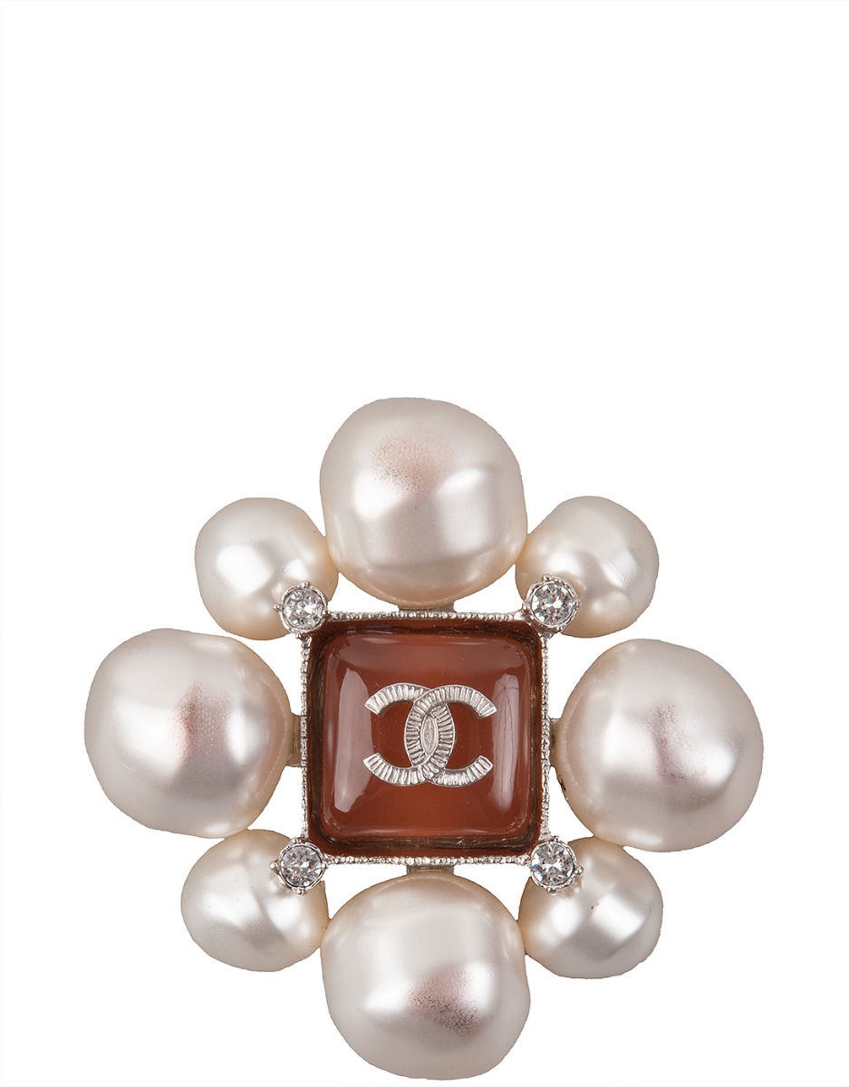 Pearl CC Brooch 