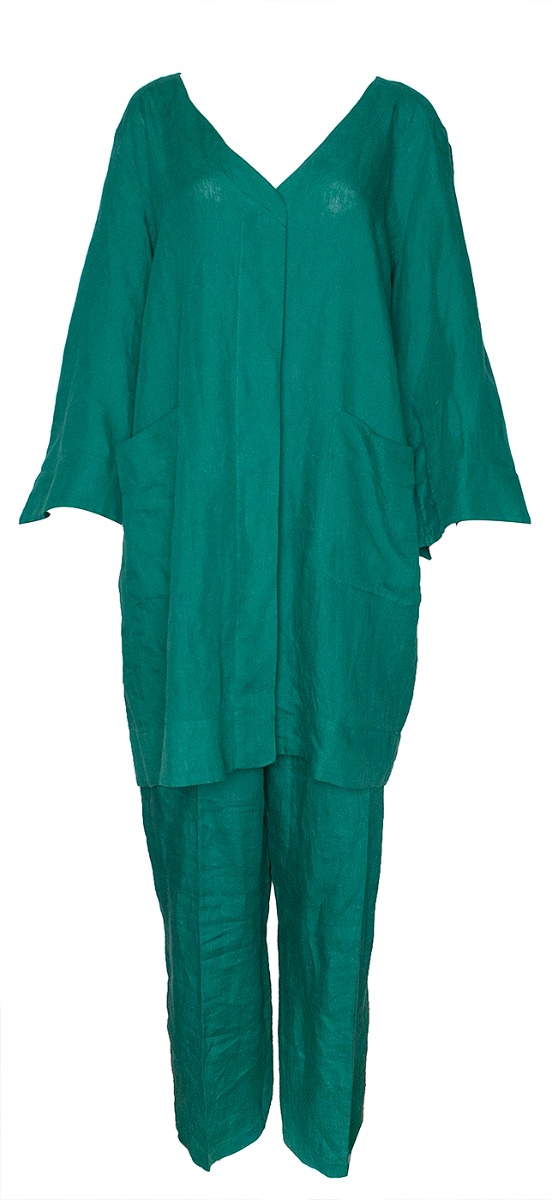 Green Linen Oversize Top & Trouser