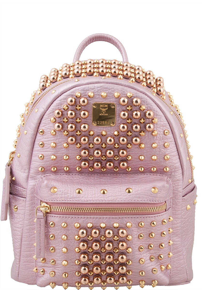 Pink Metallic Embellished Backpack 